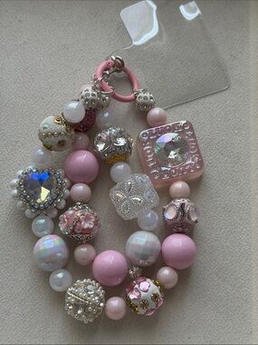 Pink Crystal & Oversized Beaded - Sparkling Pink Purse or Phone Charm